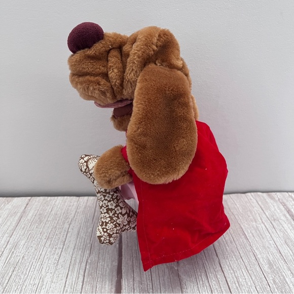 Wrinkles Ganz Girl Dog Plush Finger Puppet Superhero Red Cape Dress Bone 1986 - Picture 5 of 14